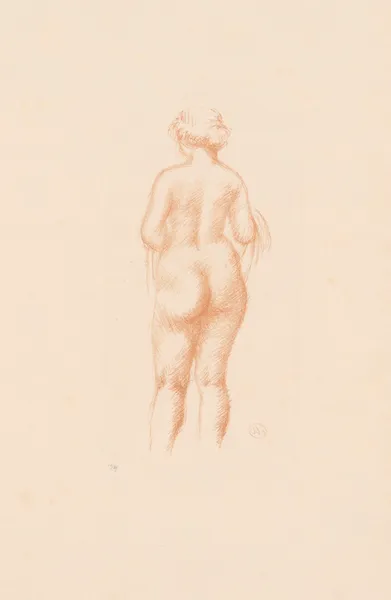Femme nue de dos tenant une écharpe av Aristide Maillol
