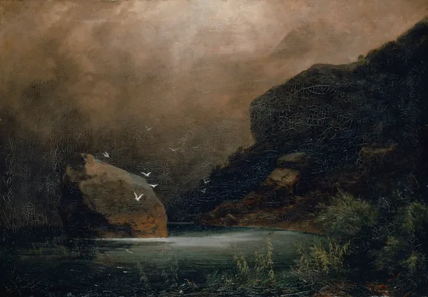 Mountain Lake With Seagulls av Arnold Böcklin