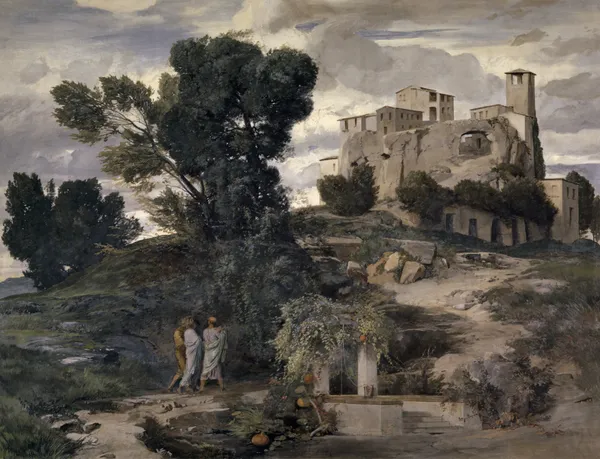 On the Way to Emmaus av Arnold Böcklin