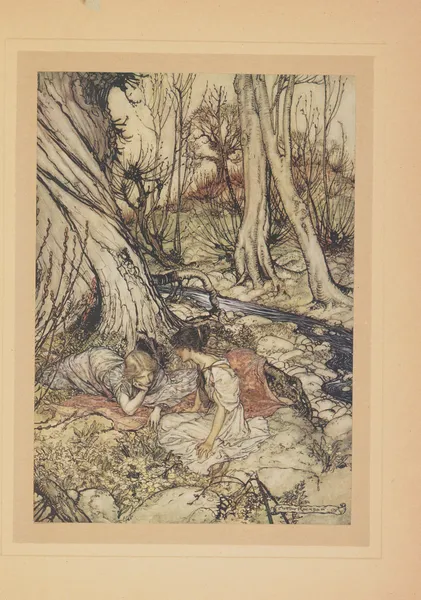 …dans ce bois ou si souvent nous avions coutume, vous et moi, de nous coucher sur un lit de tendres primevères en vidant nos coeurs de leurs doux secrets av Arthur Rackham
