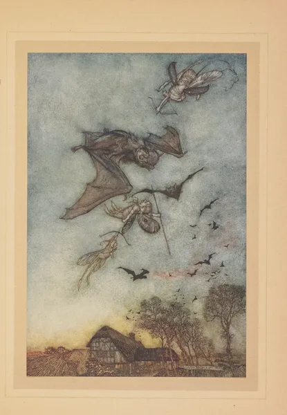 Les autres feront la guerre aux chauves-souris et leur enlèveront le cuir de leurs ailes av Arthur Rackham