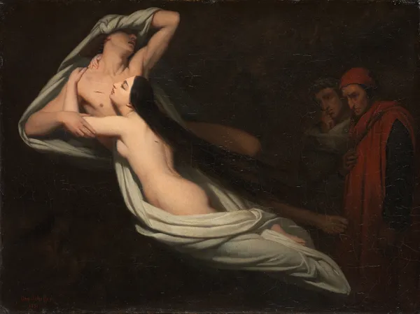 Dante and Virgil Meeting The Shades of Francesca Da Rimini and Paolo av Ary Scheffer