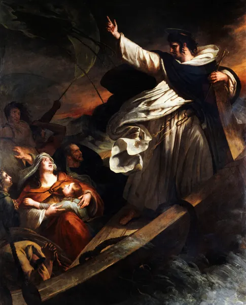 Saint Thomas Aquinas preaching trust in God during the storm av Ary Scheffer