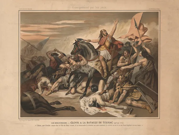 The Merovingians. Clovis at the Battle of Tolbiac. (496 AD) av Ary Scheffer