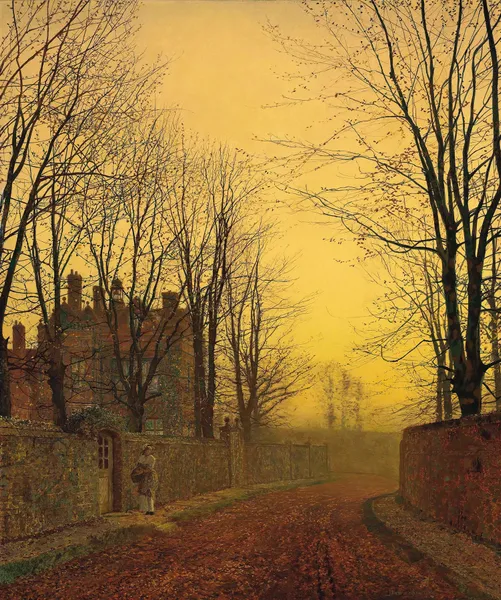 An autumn lane av John Atkinson Grimshaw