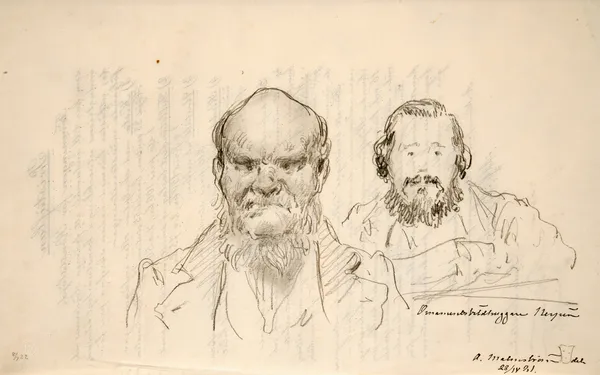 Two Portrait Studies av August Malmström
