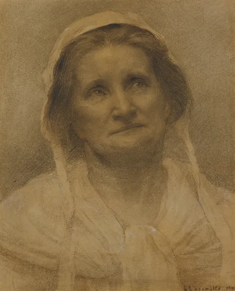 Head of a Peasant Woman av Léon Augustin Lhermitte