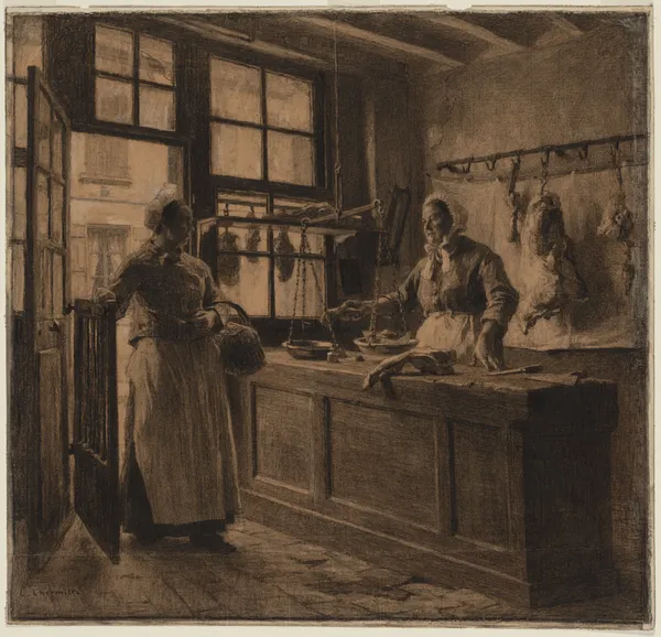 Interior of a Butcher Shop av Léon Augustin Lhermitte