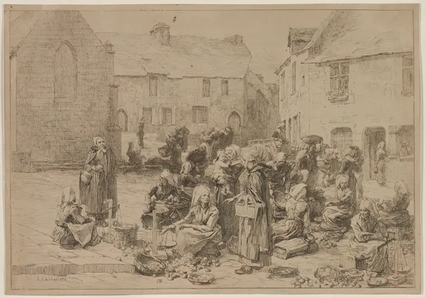 The Apple Market at Landerneau av Léon Augustin Lhermitte