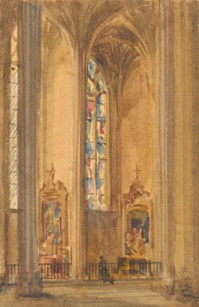 Interior of a Gothic Church av Augustus Pugin