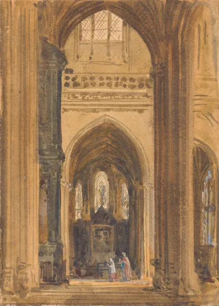 Interior of a Gothic Church av Augustus Pugin