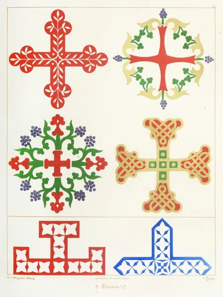 Six floriated Crosses. av Augustus Pugin
