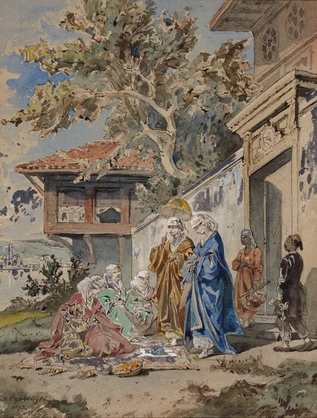 Scene from the life of Turkish women av Stanisław Chlebowski