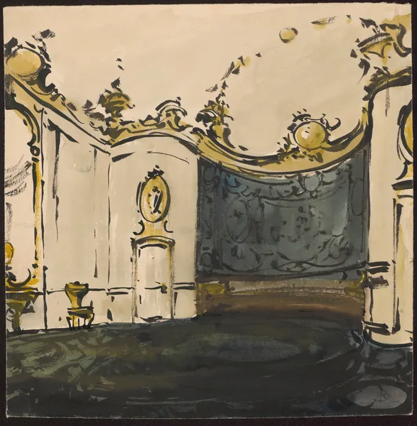 Interior of a Rococo hall with a semi-circular niche av Stanisław Noakowski