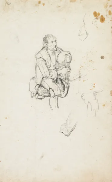 Old Zampogna player, sitting av Johann Baptist Kirner