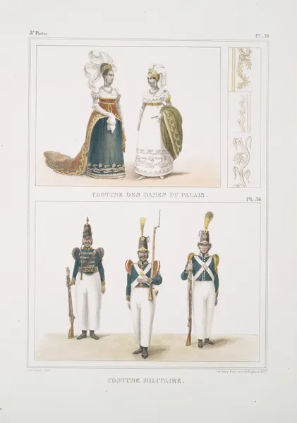 Costume des dames du palais; Costume militaire av Jean Baptiste Debret