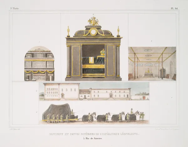Monument et convoi funèbres de l’impératrice Léopoldine à Rio de Janeiro av Jean Baptiste Debret