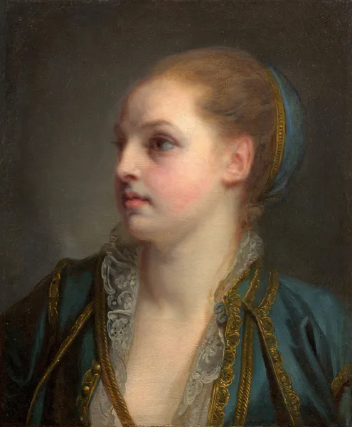 Presumed portrait of Mademoiselle Clairon av Jean-Baptiste Greuze