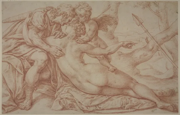 Venus, Cupid and Adonis av Bartholomaeus Spranger