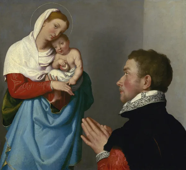 A Gentleman in Adoration before the Madonna av Giovanni Battista Moroni