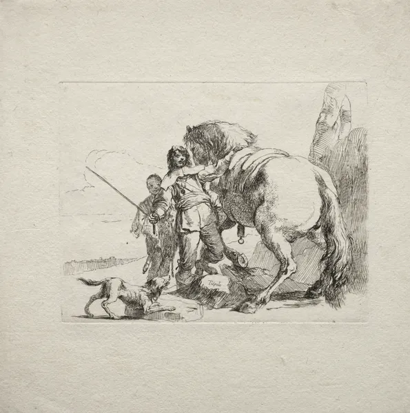 The Cavalier Mounting his Horse av Giovanni Battista Tiepolo