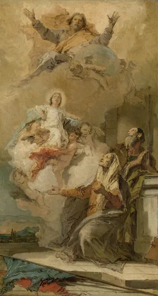 The Immaculate Conception (Joachim en Anna receiving the Virgin Mary from God the Father) av Giovanni Battista Tiepolo