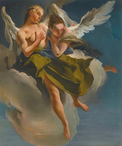 Two Angels In Flight av Giovanni Battista Tiepolo