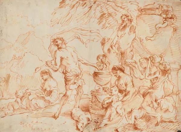 Bacchanal Before a Herm av Giovanni Benedetto Castiglione