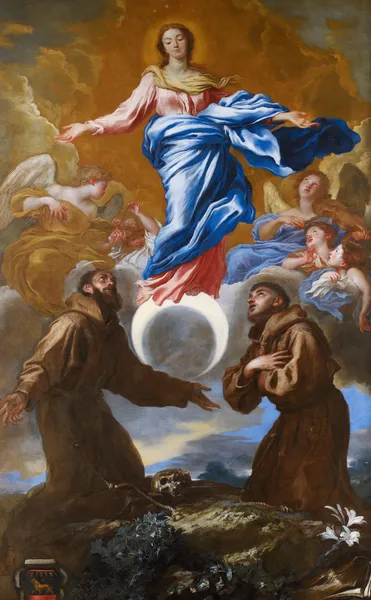 The Immaculate Conception with Saints Francis of Assisi and Anthony of Padua av Giovanni Benedetto Castiglione