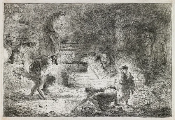 Tobit Burying the Dead av Giovanni Benedetto Castiglione