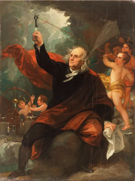 Benjamin Franklin Drawing Electricity from the Sky av Benjamin West