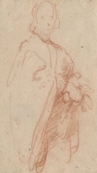 A Standing Man with Cloak and Gloves av Bernardo Strozzi