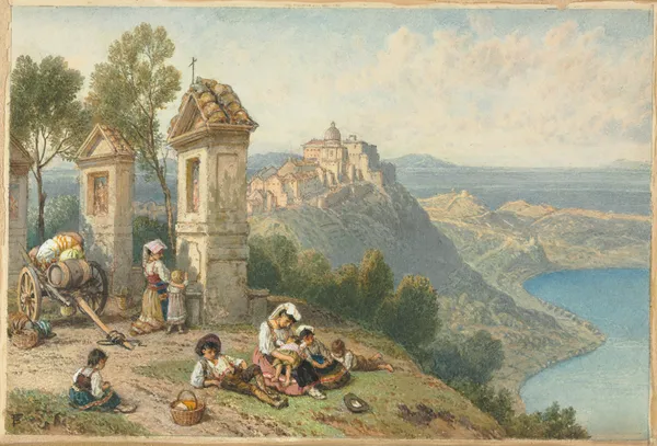 View of Castel Gandolfo av Myles Birket Foster