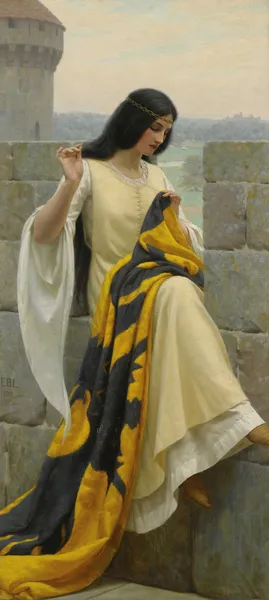 Stitching The Standard av Edmund Blair Leighton