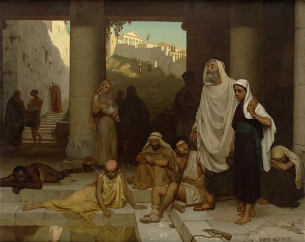 The blind man at the Pool of Siloam av Edmund Blair Leighton