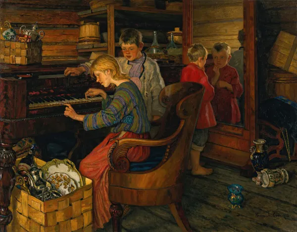 Children By The Piano av Nikolai Bogdanov-Belsky