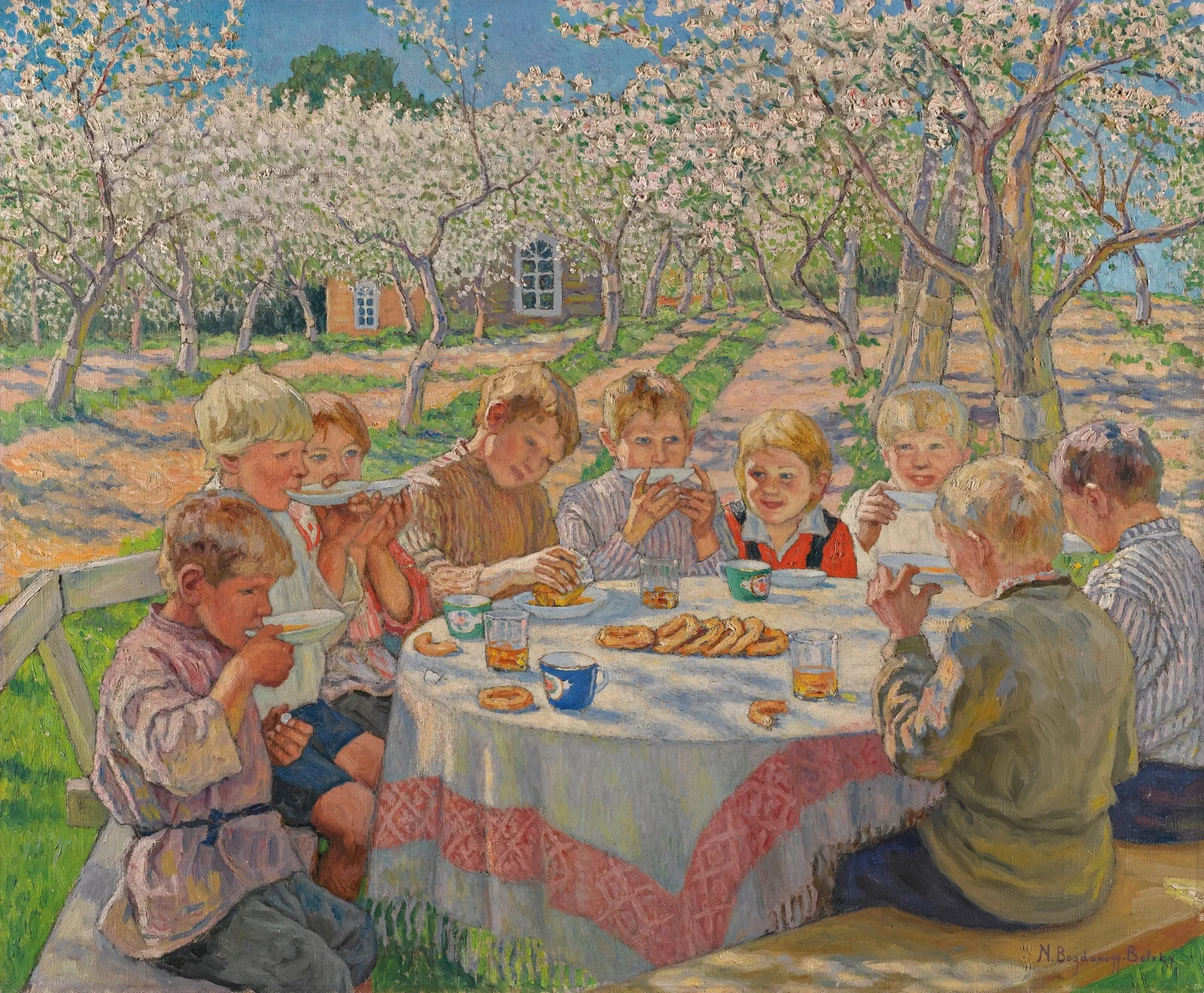 Tea In The Apple Orchard av Nikolai Bogdanov-Belsky