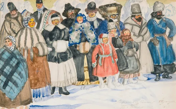 Design For The Spectators In The Power Of The Fiend av Boris Kustodiev