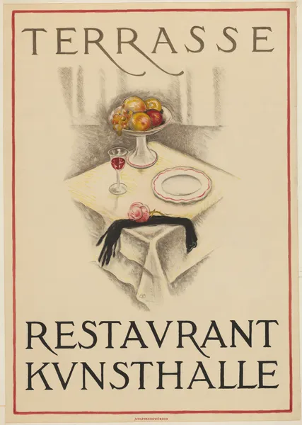 Affiche voor het restaurant Kunsthalle in Bazel av Burkhard Mangold