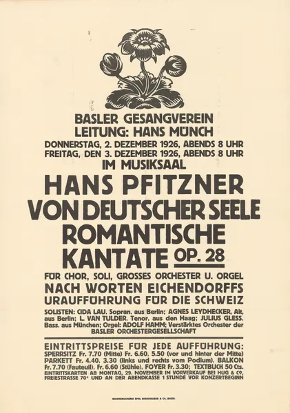 Basler Gesangverein – Hans Pfitzner – Von deutscher Seele – Romantische Kantate av Burkhard Mangold