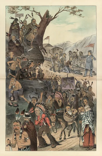 The resistless march of reform – the ‘hostiles’ must go! av Frederick Burr Opper