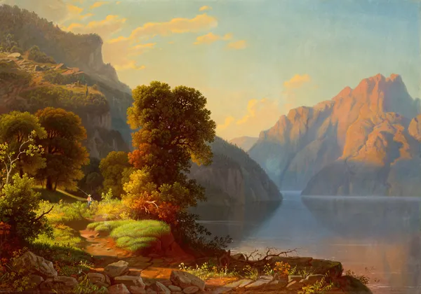 A View of a Lake in the Mountains av George Caleb Bingham
