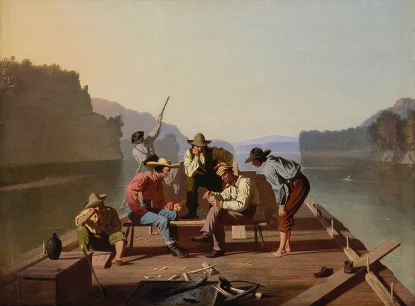 Raftsmen Playing Cards av George Caleb Bingham