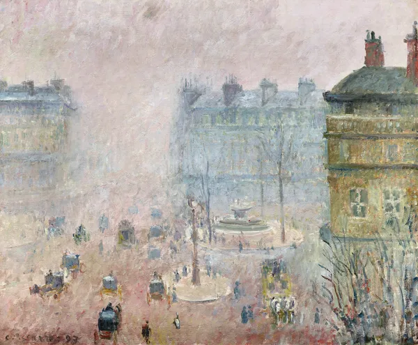 Place du Theatre Francais,Fog Effect av Camille Pissarro