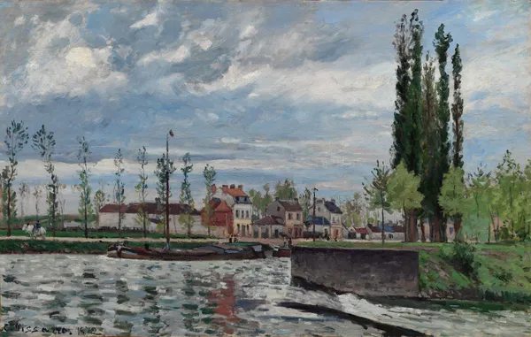 The Lock at Pontoise av Camille Pissarro