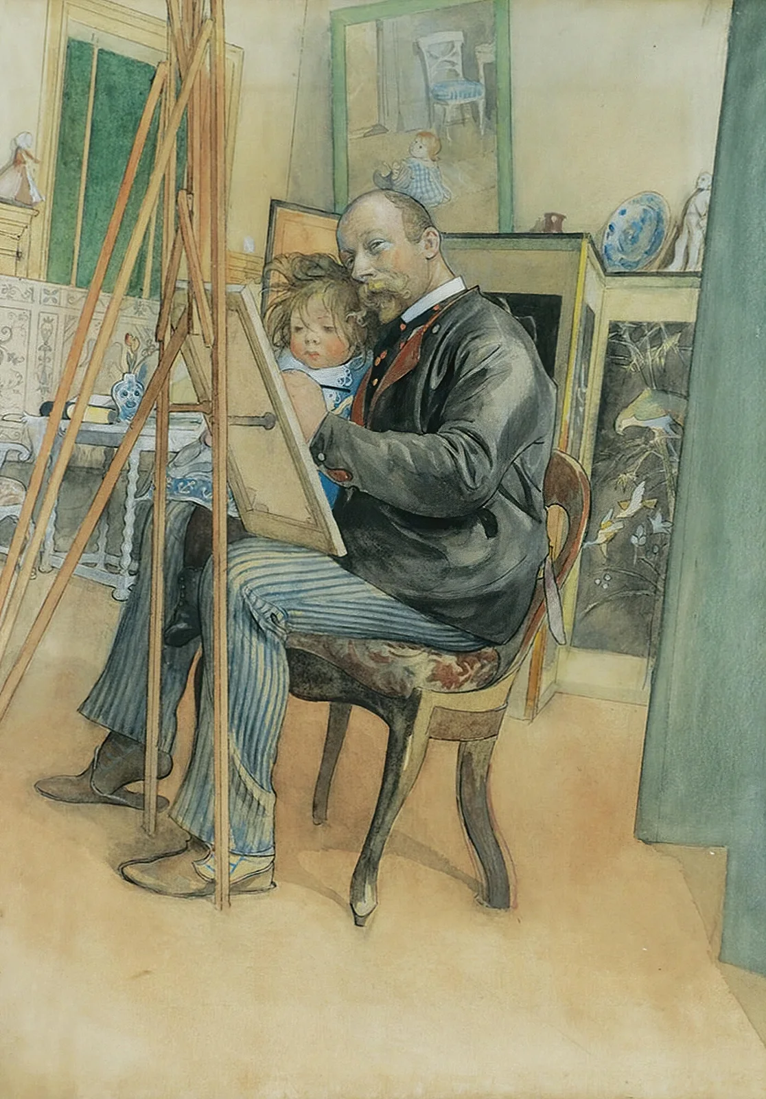 Mirror-image with Brita av Carl Larsson