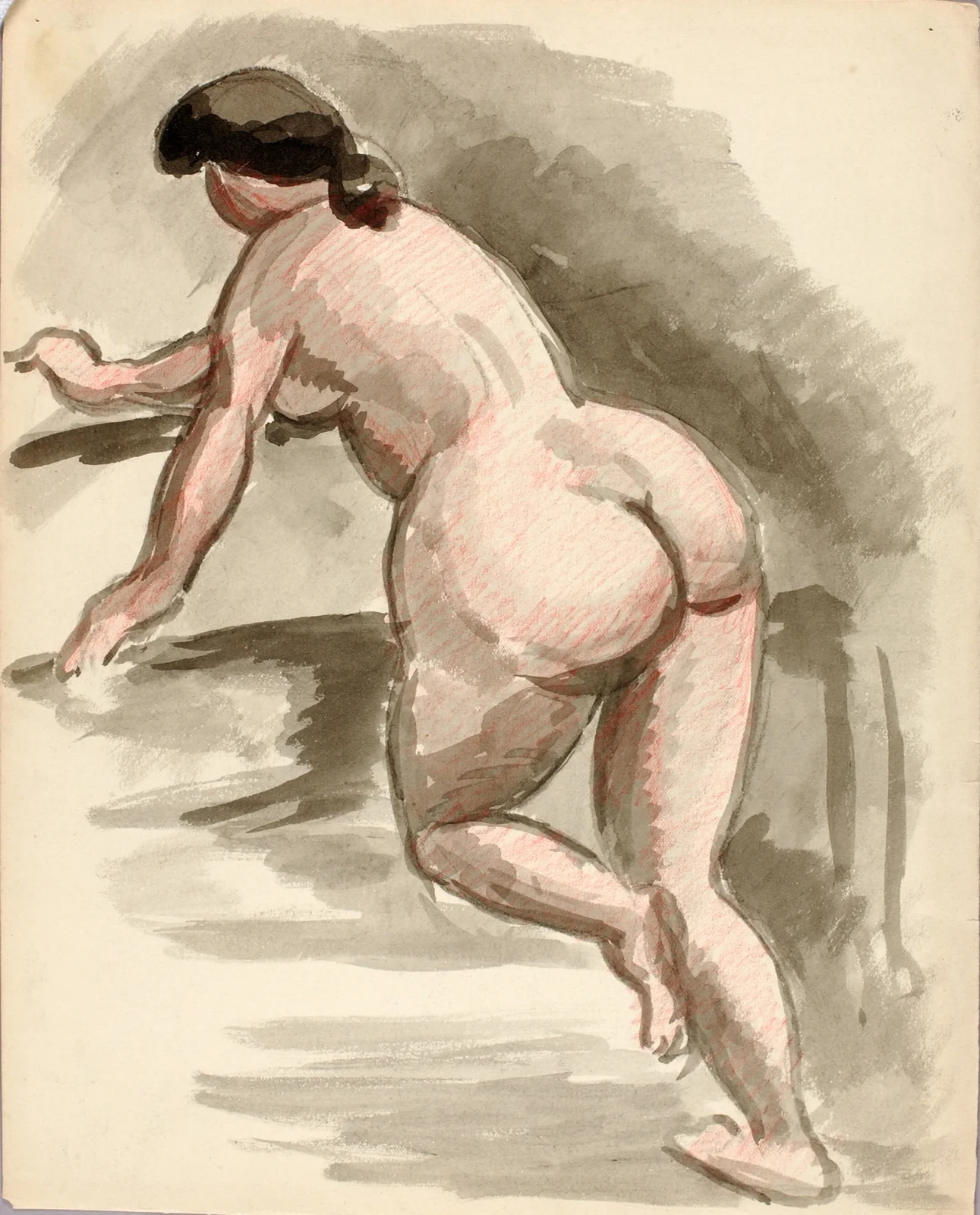 Female Nude Leaning on Left Knee av Carl Newman