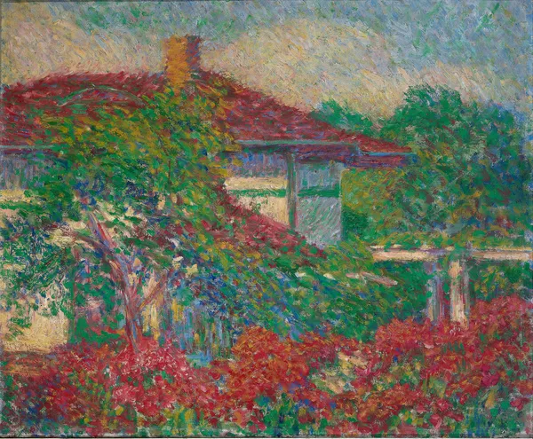 Landscape with Red Roof Building av Carl Newman