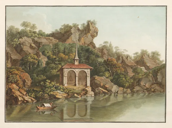 Chapelle de Guillaume Tell sur le Lac des quatre Cantons av Caspar Wolf