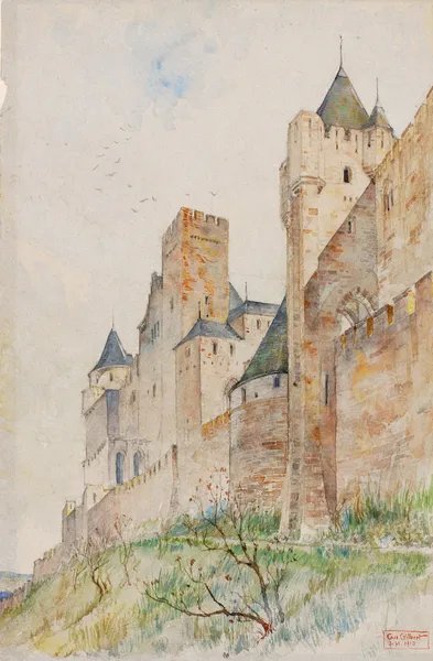 Battlements of Carcassonne, France av Cass Gilbert